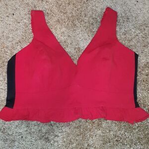 Red Racer Stripe Ruffles Bra Top sz M